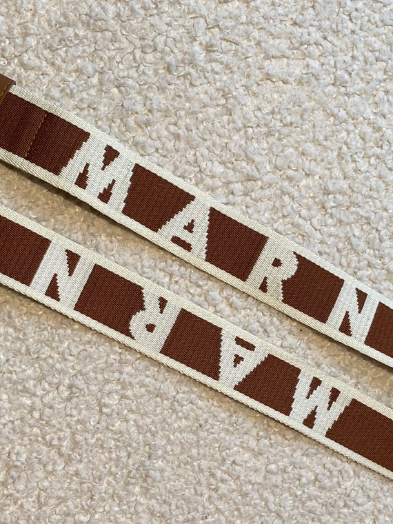 MARNI Slider Belt With Logo, Brown/White